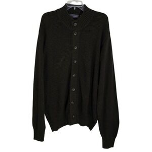 Oscar de la Renta Men's Dark Brown Knit Cardigan Sweater Size L